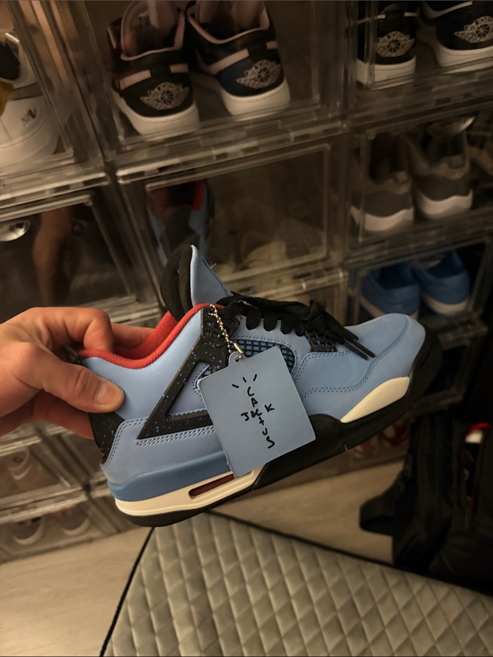 Jordan Men’s Powder Blue and Black Sneakers with Red Lining